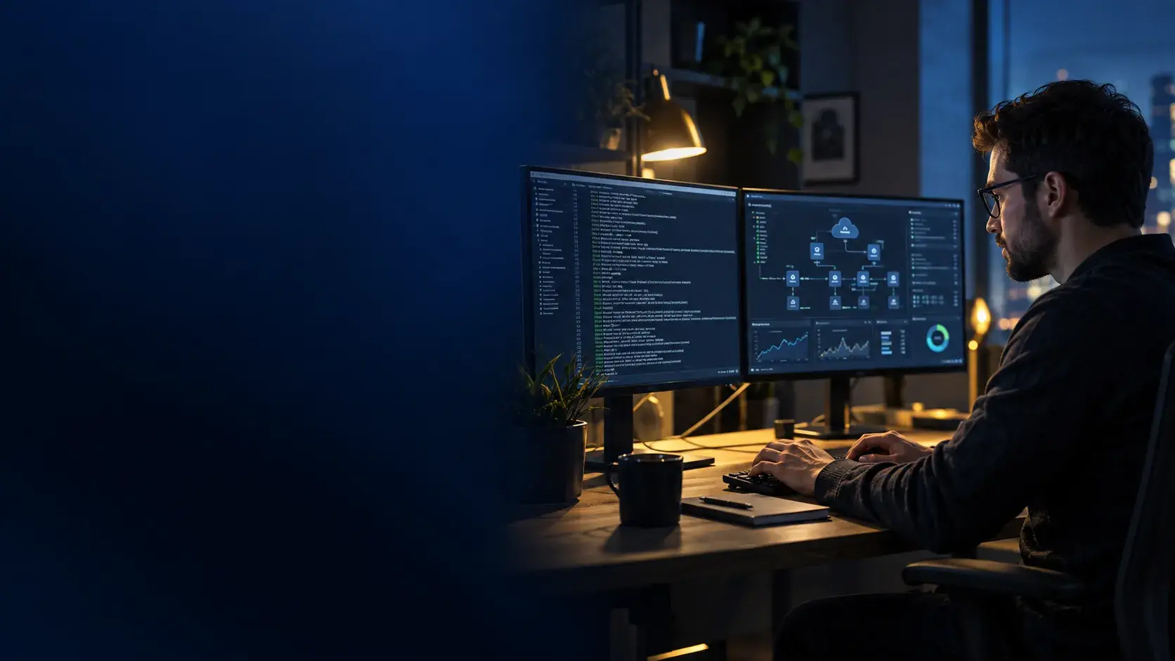 Cloud engineer monitoring a deployment pipeline and service health